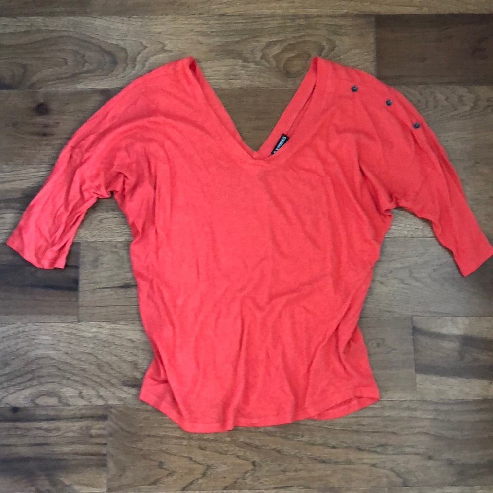 Double V neck burnt orange shirt